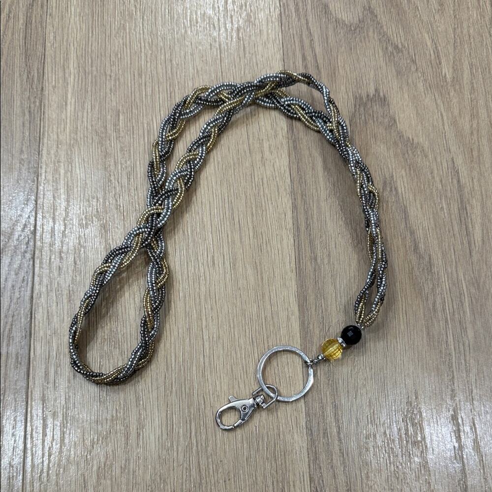 Beaded Braided Lanyard with Keyring